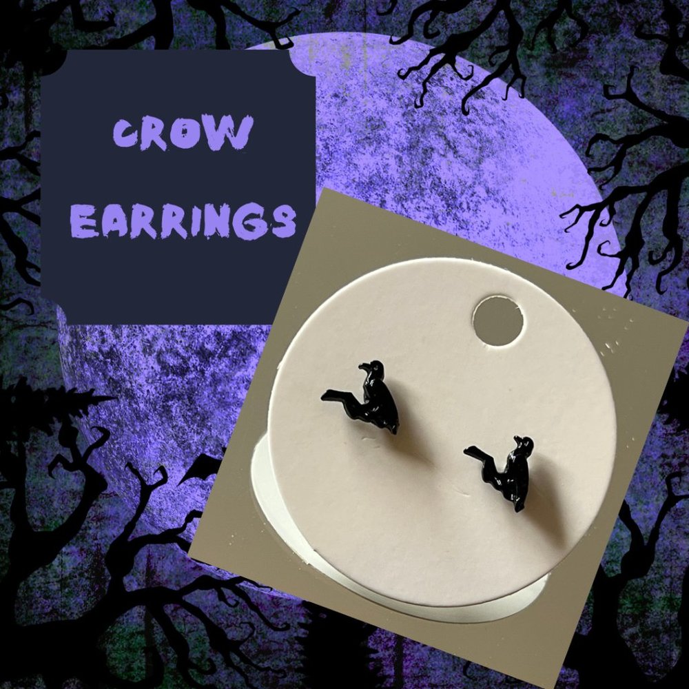 4/$20 Fun Crow Stud Earrings  ~ NEW